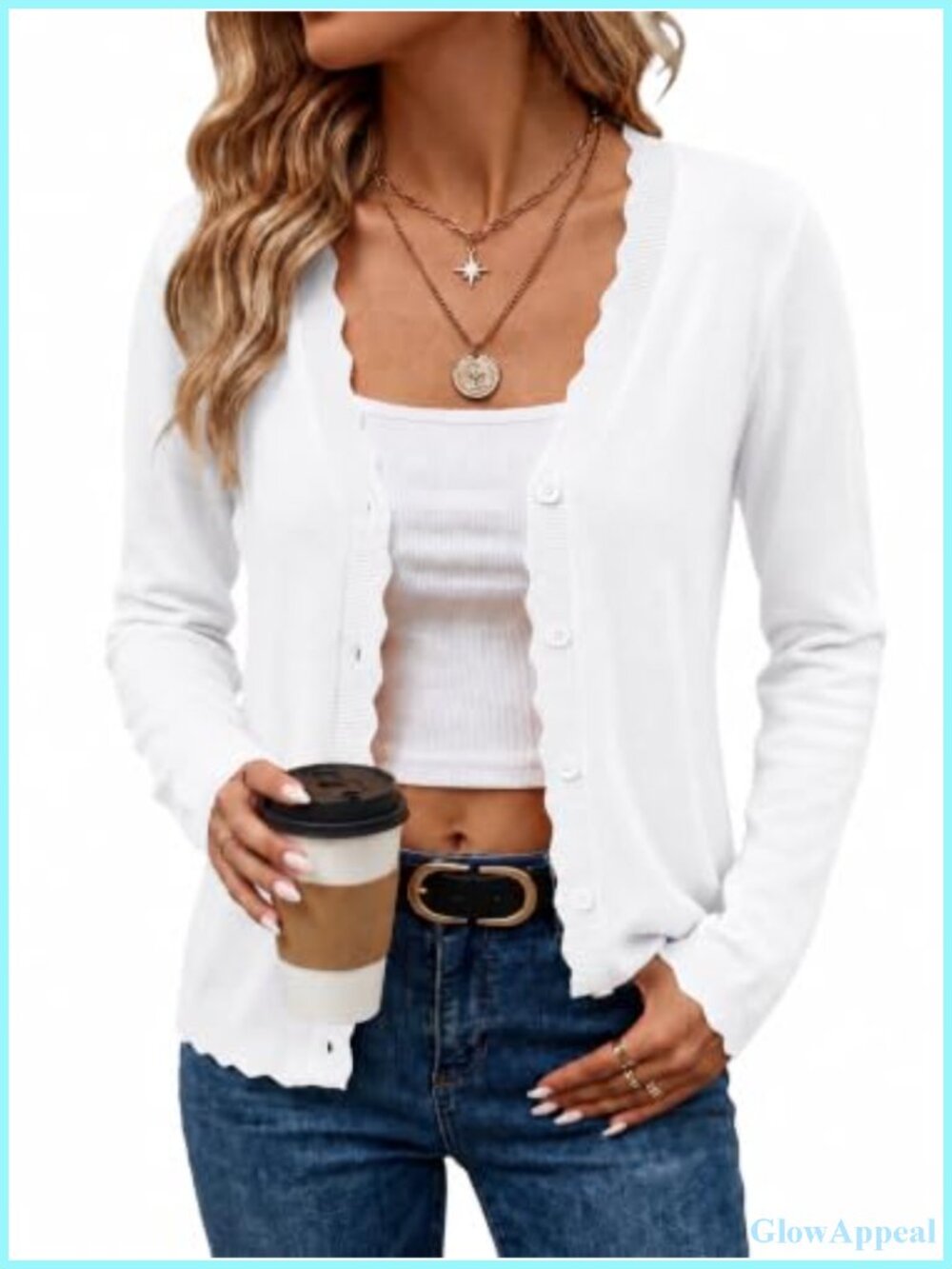 Women's Long Sleeve V-Neck Knit Cardigan Button Down Lightweight